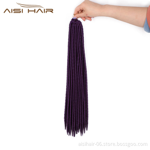Aisi Hair Wholesale Popular Long Style Heat Resistant Synthetic Purple Color Dreadlocks Braid Hair Extensions For Black Women